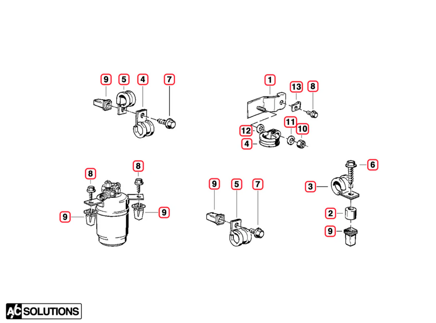 A/C Solutions BMW E30 Bracket and Hardware Kit